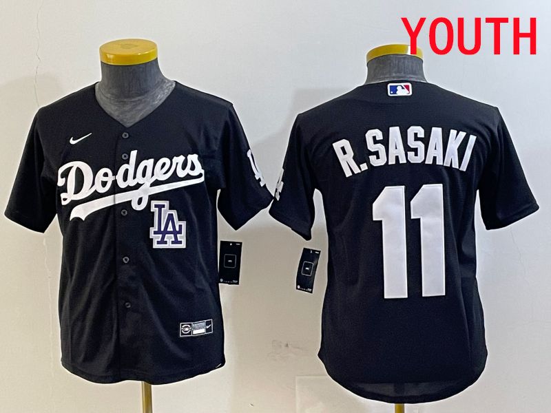 Youth Los Angeles Dodgers #11 R.Sasaki Black Game 2025 Nike MLB Jersey style 6